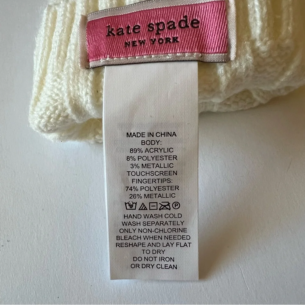KATE SPADE WOMENS GLOVES BOW DETAIL ACRYLIC CREAM OS NWOT